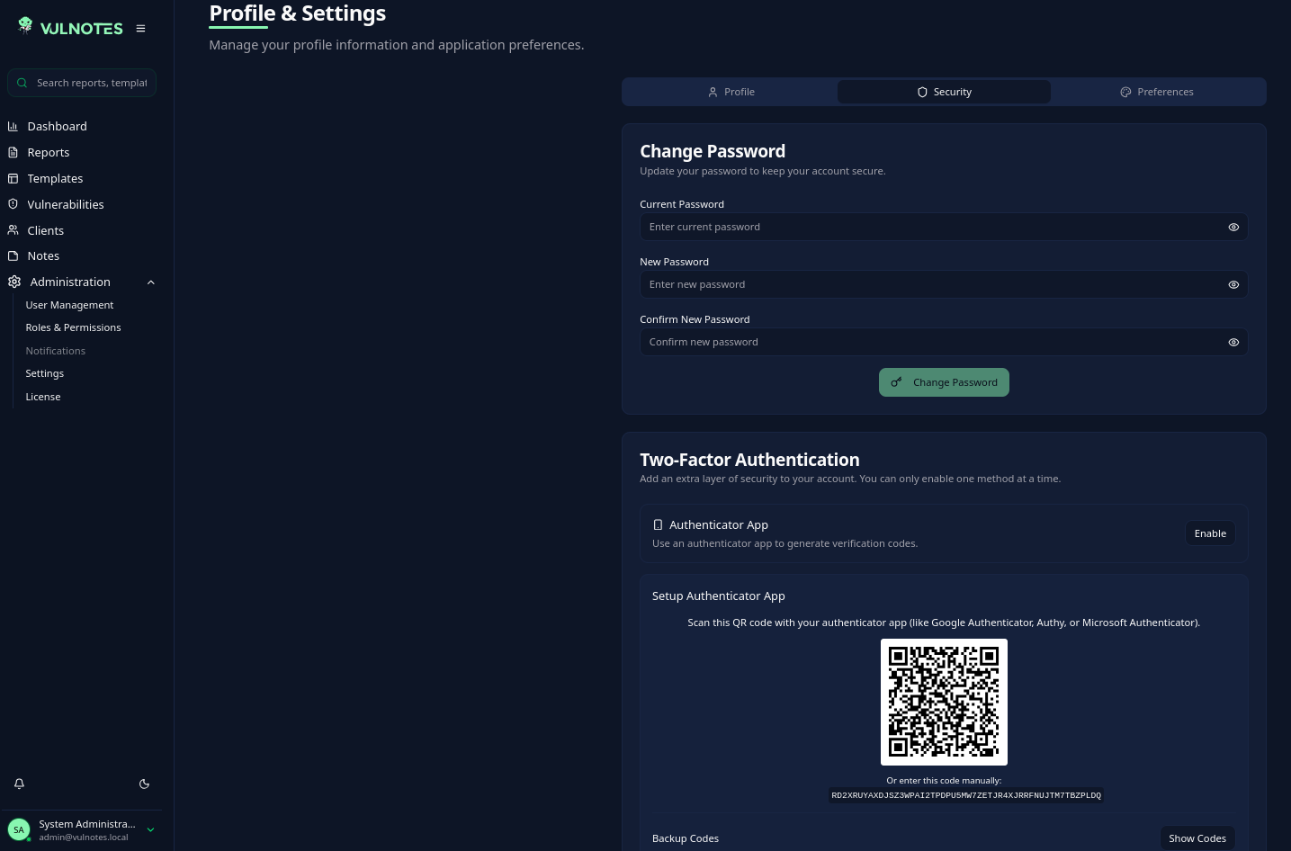 2FA setup