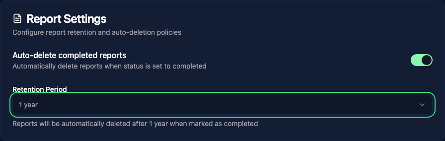 Report delete settings