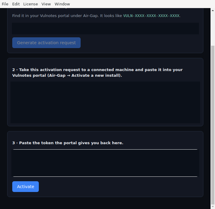 Completing offline activation on Linux