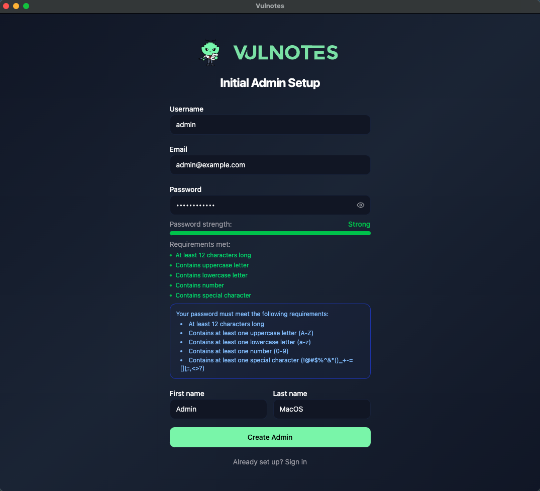 Creating the first administrator account on macOS