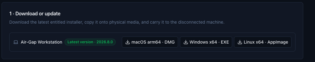 Downloading the macOS Air-Gap Workstation from Vulnotes Manager