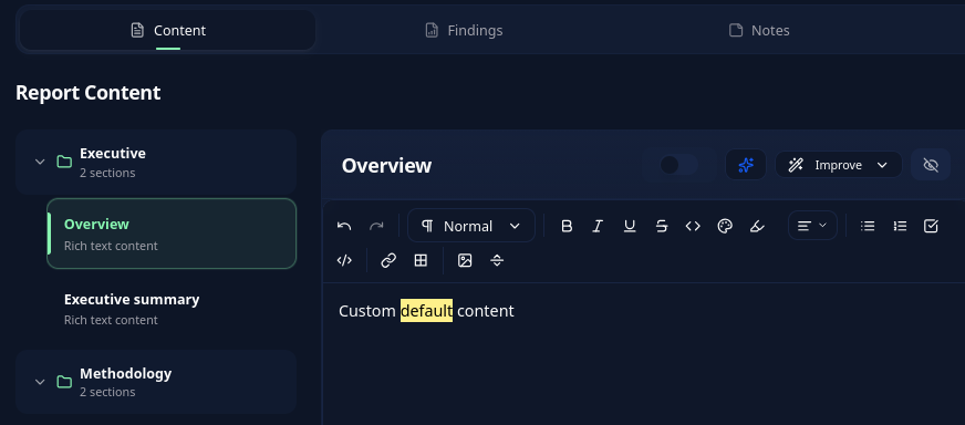 Default value pre-filled in report