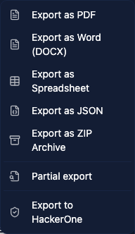 Export dropdown