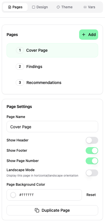 Template sidebar tabs