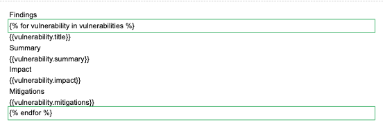 Page loop for each vulnerability