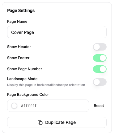 Page settings
