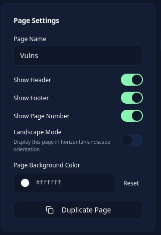 Page settings