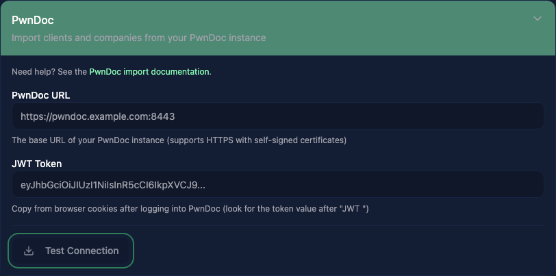 PwnDoc credentials