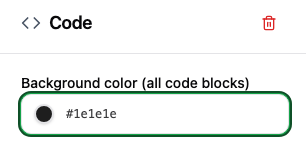 Settings for the selected template element