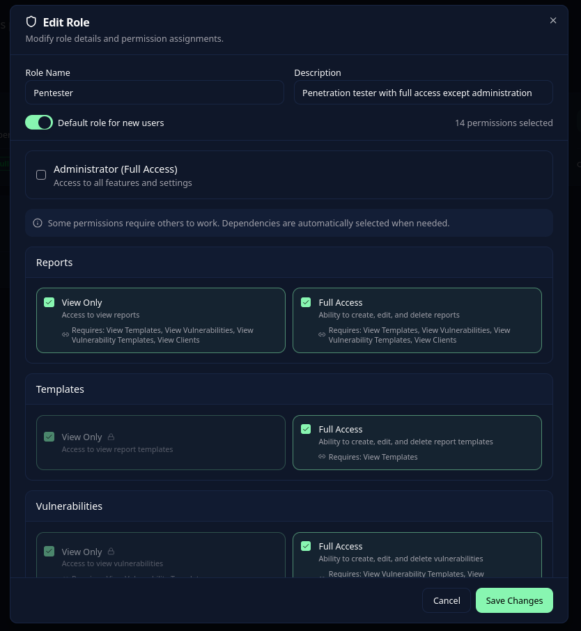 Role permission