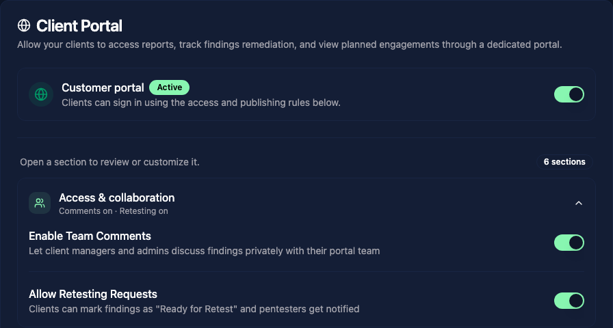 Client Portal settings