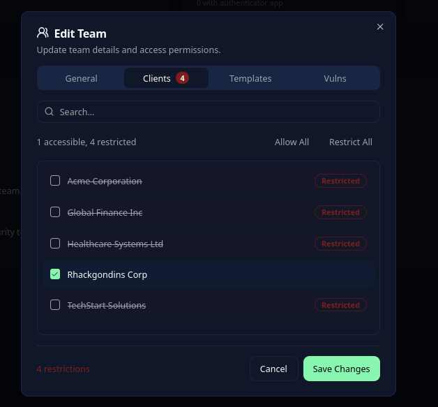 Team access control