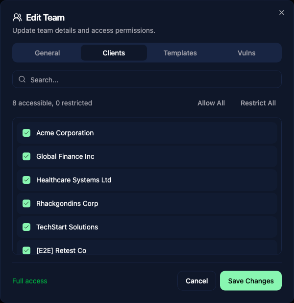 Team access control