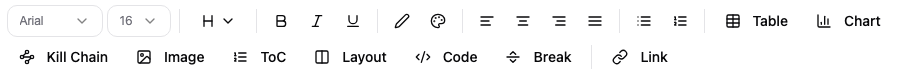 Text formatting and element toolbar