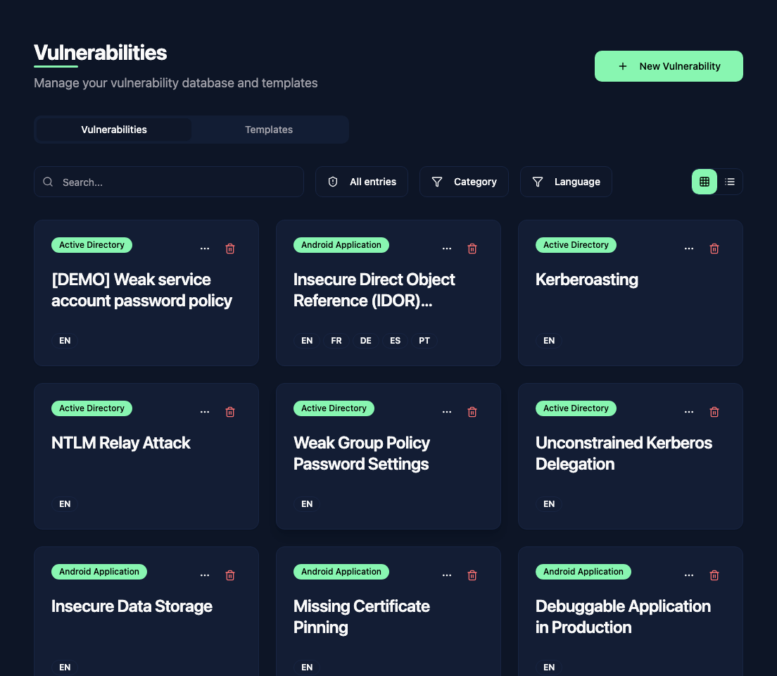 Vulnerability library
