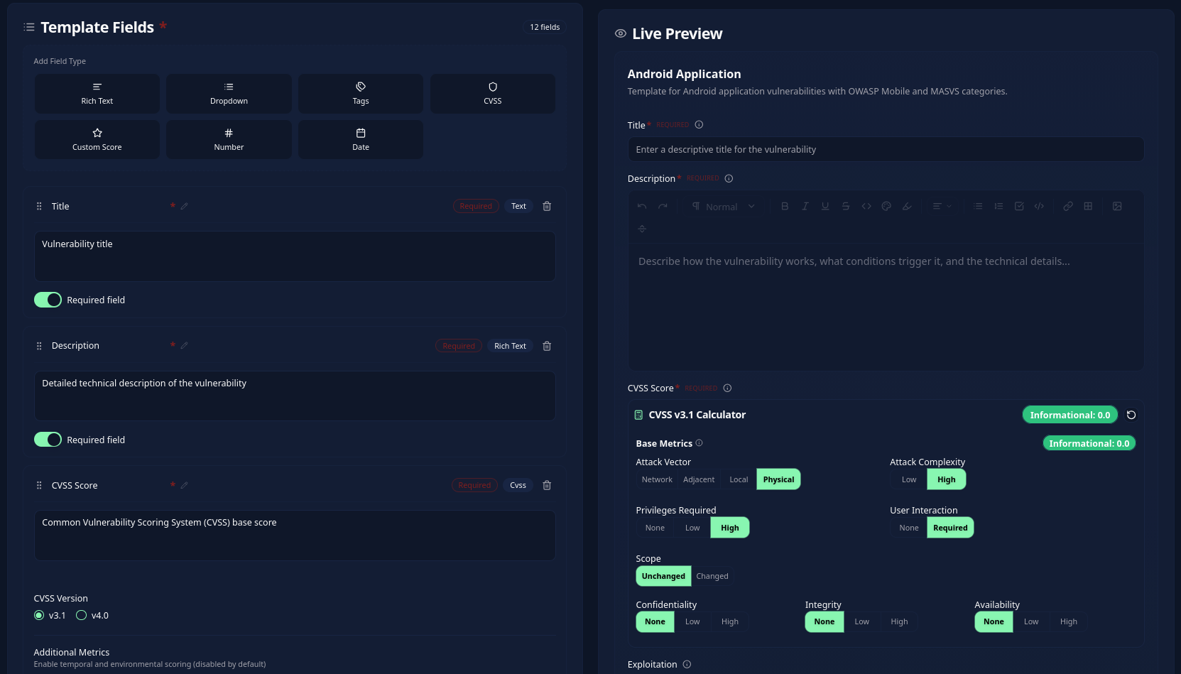 vulnerability template editor