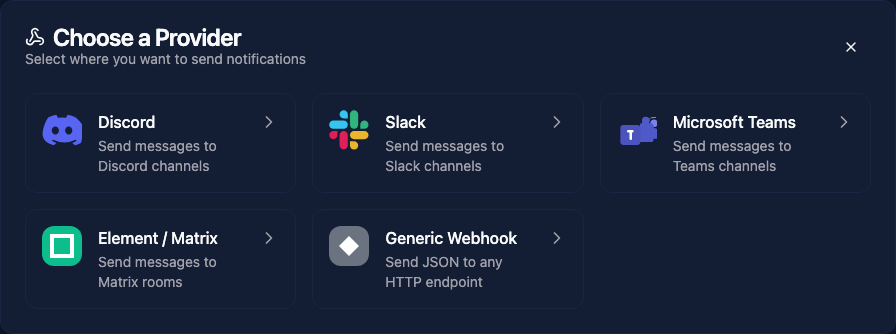 Webhook settings