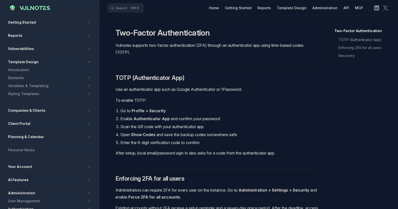 Two-Factor Authentication | Vulnotes Docs