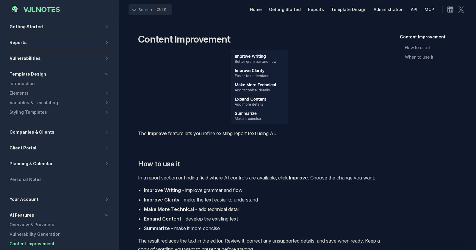 Content Improvement | Vulnotes Docs