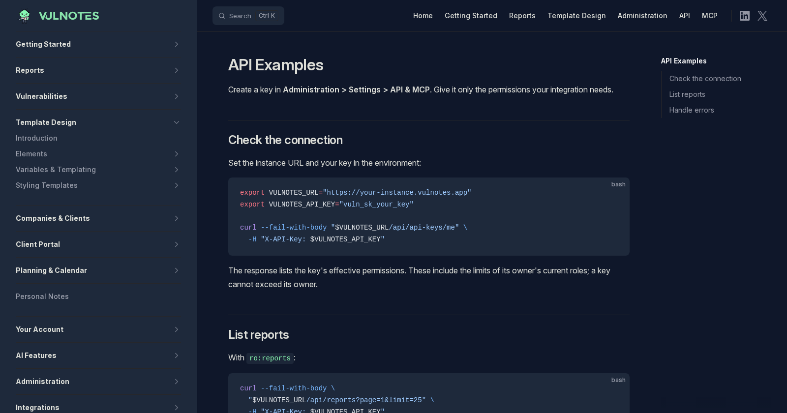 API Examples | Vulnotes Docs