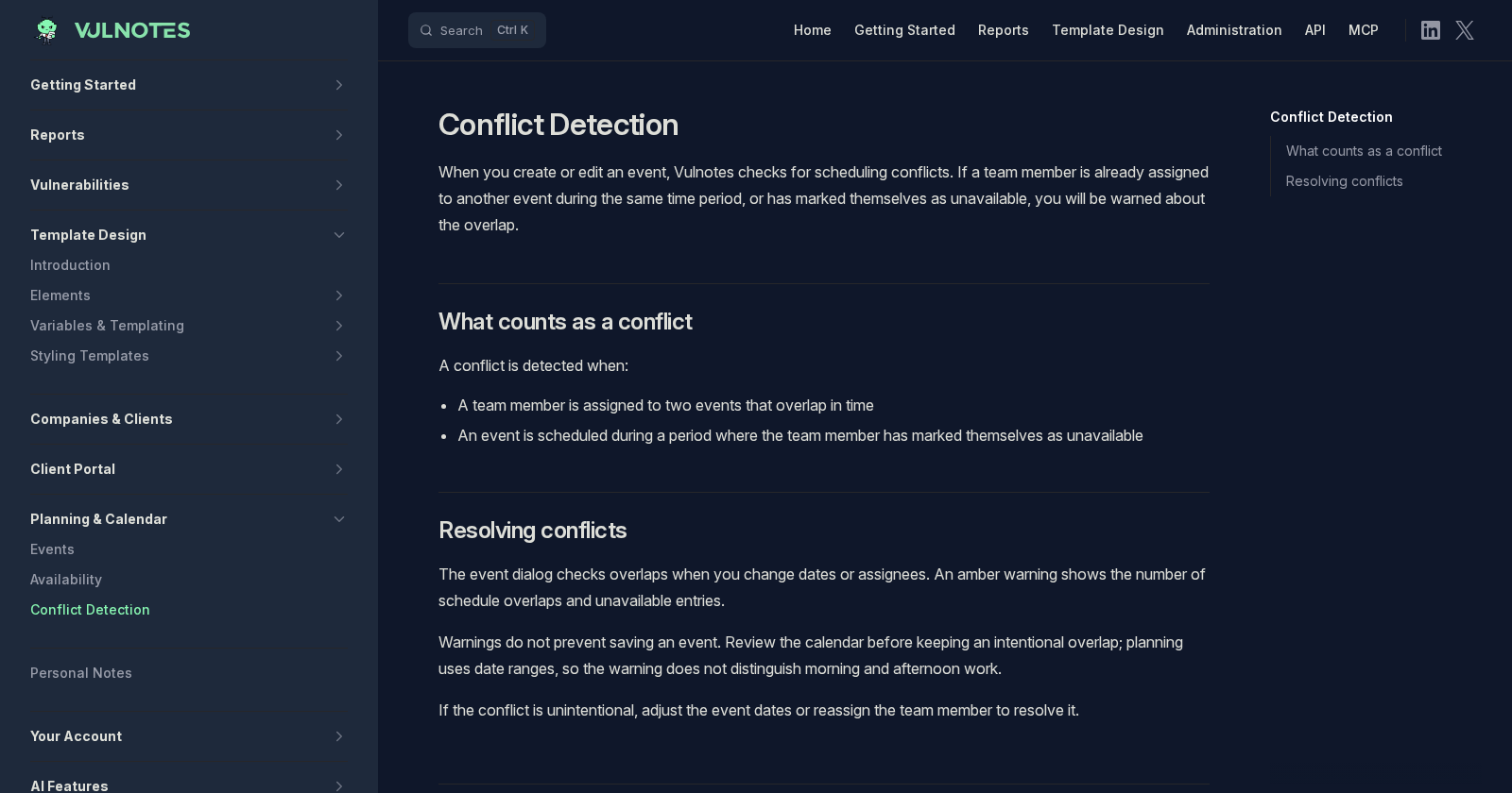 Conflict Detection | Vulnotes Docs